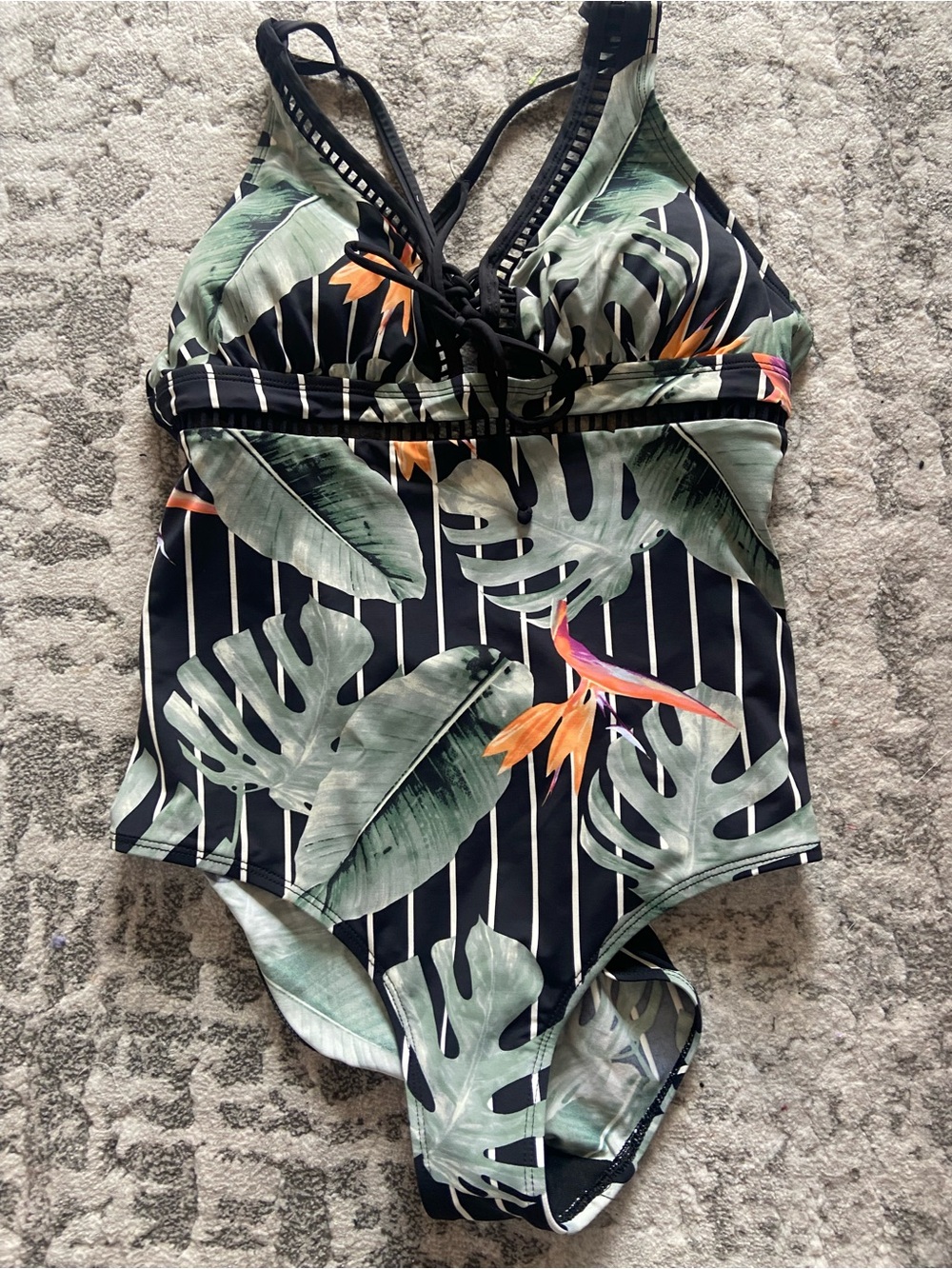 Skye Tropical Leaf One-Piece Swimsuit - Black/Green